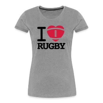 I love Rugby - Women's Premium Organic T-Shirt - heather grey - Front - Mia (176cm)
