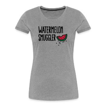 Watermelon smuggler - T-shirt bio Premium Femme - gris chiné - Devant - Mia (176cm)