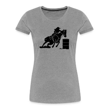 Pferdesport Westernreiten - Barrel Race - Frauen Premium Bio T-Shirt - Grau meliert - Vorne - Mia (176cm)