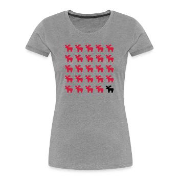 Elch Elche Muster I Weihnachten - Frauen Premium Bio T-Shirt - Grau meliert - Vorne - Mia (176cm)