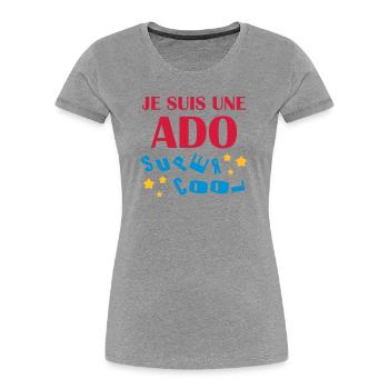 Ado - Adolescent - Adolescente - Famille - Jeune - Women's Premium Organic T-Shirt - heather grey - Front - Mia (176cm)