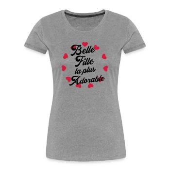Belle Fille - Mariage - Mariée - Famille - Noël - Women's Premium Organic T-Shirt - heather grey - Front - Mia (176cm)