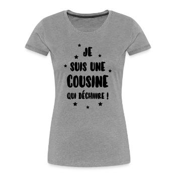Onkel / Tante / Vetter / Cousin / Kusine - Frauen Premium Bio T-Shirt - Grau meliert - Vorne - Mia (176cm)