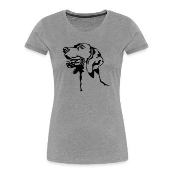 Tête de braque de Weimar - T-shirt bio Premium Femme - gris chiné - Devant - Mia (176cm)