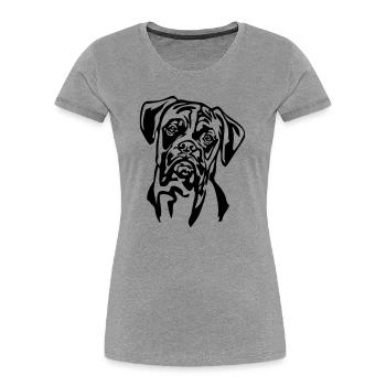 Tête de boxeur - T-shirt bio Premium Femme - gris chiné - Devant - Mia (176cm)