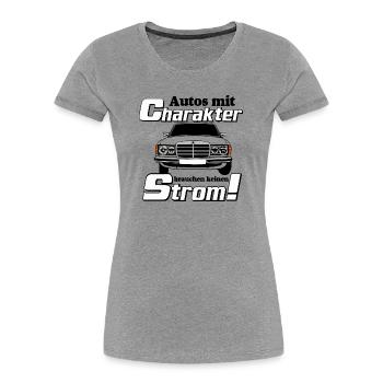 MB W123 , Kult , Autos mit Charakter ...(25) - Frauen Premium Bio T-Shirt - Grau meliert - Vorne - Mia (176cm)