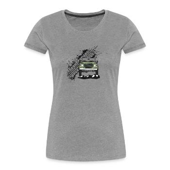 Defender Splash Front - Frauen Premium Bio T-Shirt - Grau meliert - Vorne - Mia (176cm)