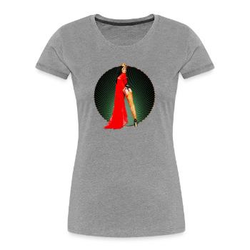 Pinup - Vintage Retro Burlesque Queen Art des années 50 - T-shirt bio Premium Femme - gris chiné - Devant - Mia (176cm)