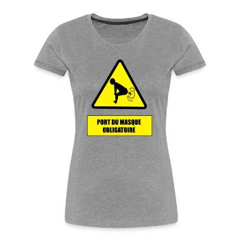 Danger pet - T-shirt bio Premium Femme - gris chiné - Devant - Mia (176cm)