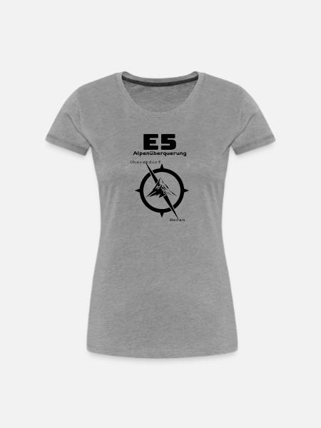 E5 Alpenüberquerung - Frauen Premium Bio T-Shirt - Grau meliert