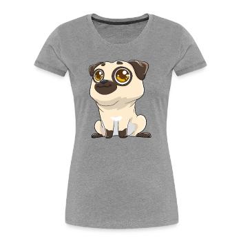 Cute pug with big eyes - Women's Premium Organic T-Shirt - heather grey - Front - Mia (176cm)