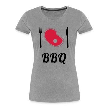 BBQ - Barbecue - Grill - Frauen Premium Bio T-Shirt - Grau meliert - Vorne - Mia (176cm)