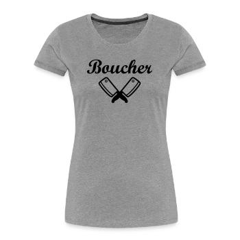 Boucher - T-shirt bio Premium Femme - gris chiné - Devant - Mia (176cm)