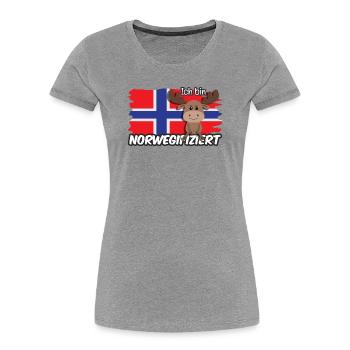 Ich bin Norwegifiziert Spruch Flagge Elch - Frauen Premium Bio T-Shirt - Grau meliert - Vorne - Mia (176cm)