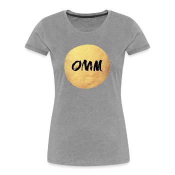Cercle de Yoga Or om Méditation Inde Soleil Relax - T-shirt bio Premium Femme - gris chiné - Devant - Mia (176cm)