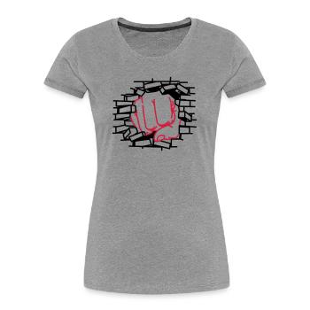 Faustdick, Faust, schlagen - Frauen Premium Bio T-Shirt - Grau meliert - Vorne - Mia (176cm)