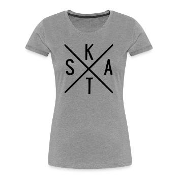 SKAT - Frauen Premium Bio T-Shirt - Grau meliert - Vorne - Mia (176cm)