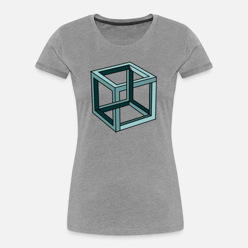 Escher Impossible Cube - Women's Premium Organic T-Shirt - heather grey