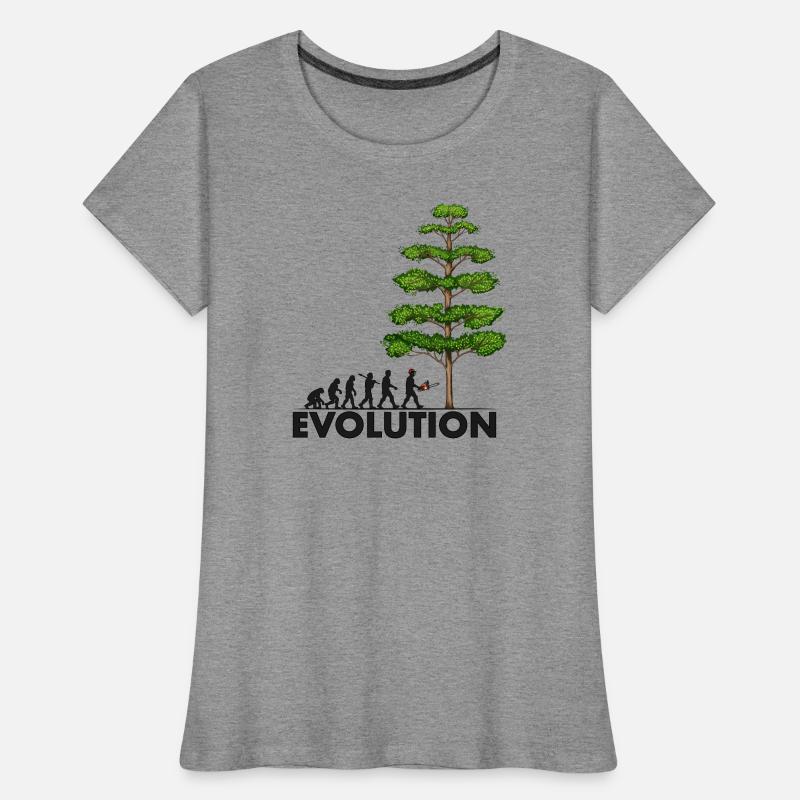 Tronçonneuse Evolution Grey Big Tree T-shirt bio Premium Femme