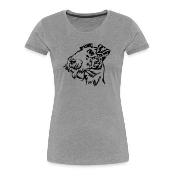 Fox terrier head - Women's Premium Organic T-Shirt - heather grey - Front - Mia (176cm)
