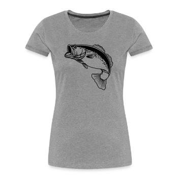 Logo transparent de poisson pour pêcheur - T-shirt bio Premium Femme - gris chiné - Devant - Mia (176cm)