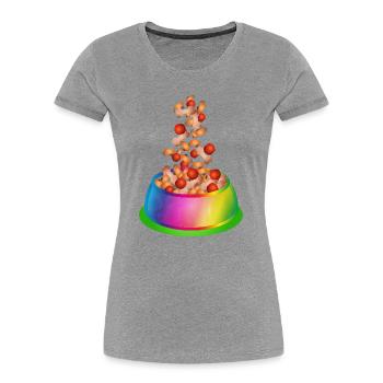Dog apf in rainbow colours with dog food - Women's Premium Organic T-Shirt - heather grey - Front - Mia (176cm)