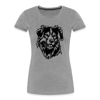 Australian Shepherd Head - Women's Premium Organic T-Shirt - heather grey - Front - Mia (176cm)