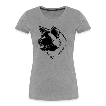 American Akita Tête - T-shirt bio Premium Femme - gris chiné - Devant - Mia (176cm)