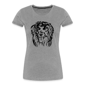 Berger des Pyrénées Kopf - Frauen Premium Bio T-Shirt - Grau meliert - Vorne - Mia (176cm)