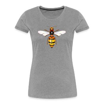 Dessin d’un frelon fascinant - T-shirt bio Premium Femme - gris chiné - Devant - Mia (176cm)