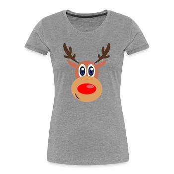 Rudolph Noël de Noël visage - T-shirt bio Premium Femme - gris chiné - Devant - Mia (176cm)