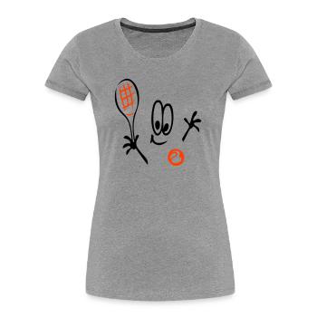 Tennis, Tennisball, Comic - Frauen Premium Bio T-Shirt - Grau meliert - Vorne - Mia (176cm)