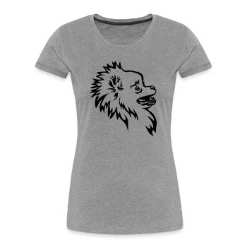 Zwergspitz head - Women's Premium Organic T-Shirt - heather grey - Front - Mia (176cm)