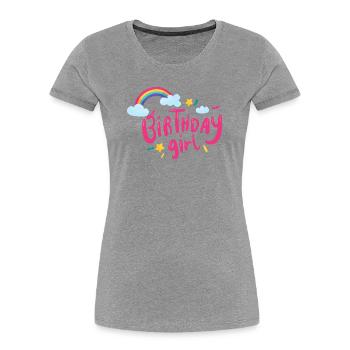 Birthday Girl Rainbow Sparkle - Women's Premium Organic T-Shirt - heather grey - Front - Mia (176cm)