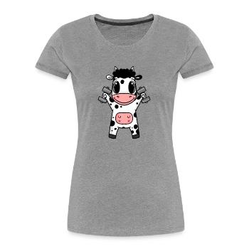 Cow Fitness Motivation Gym Cadeau - T-shirt bio Premium Femme - gris chiné - Devant - Mia (176cm)