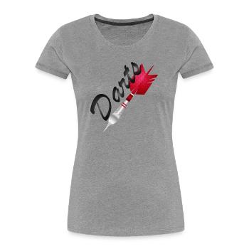 einzelner roter Dartpfeil mit Darts Typografie - Frauen Premium Bio T-Shirt - Grau meliert - Vorne - Mia (176cm)