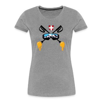 Savoie Ski und Savoyard Fondue Geschenk Haute Savoie - Frauen Premium Bio T-Shirt - Grau meliert - Vorne - Mia (176cm)