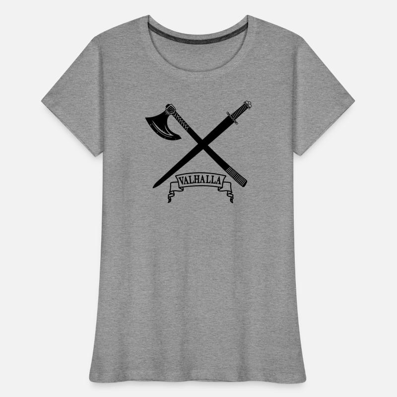 Valhalla avec hache et épée T-shirt bio Premium Femme
