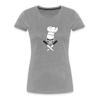 Skull cook - Women's Premium Organic T-Shirt - heather grey - Front - Mia (176cm)