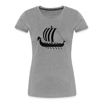 Vaisseau dragon viking dragar - T-shirt bio Premium Femme - gris chiné - Devant - Mia (176cm)