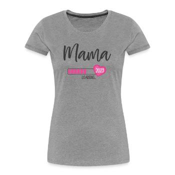 Mama Loading 2023 Herz Mädchen Rosa Werdende Mama - Frauen Premium Bio T-Shirt - Grau meliert - Vorne - Mia (176cm)