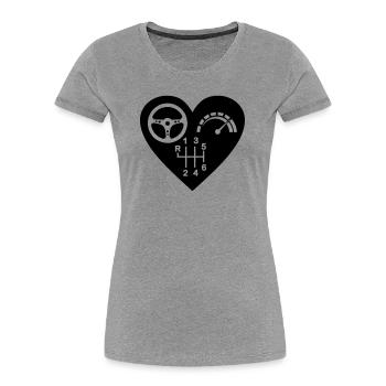 Getriebe 6 Gang Herz - Frauen Premium Bio T-Shirt - Grau meliert - Vorne - Mia (176cm)