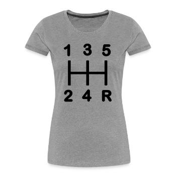 Boîte de vitesses à cinq rapports - T-shirt bio Premium Femme - gris chiné - Devant - Mia (176cm)