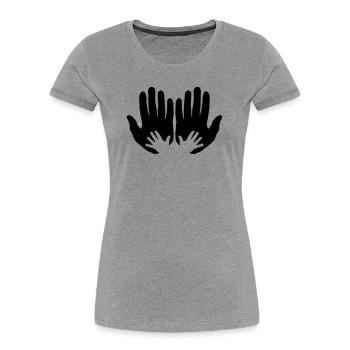 Open parents hands with children's hands - Women's Premium Organic T-Shirt - heather grey - Front - Mia (176cm)
