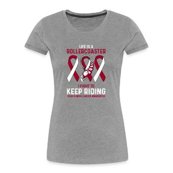Kopf und Hals Krebs Cancer Rot Weiß Rollercoaster - Frauen Premium Bio T-Shirt - Grau meliert - Vorne - Mia (176cm)