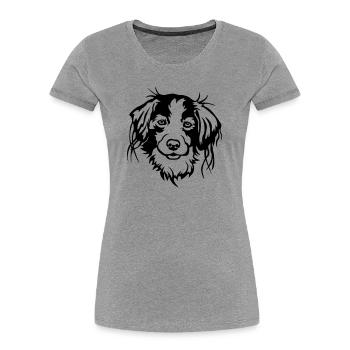 Tête de Kooikerhondje - T-shirt bio Premium Femme - gris chiné - Devant - Mia (176cm)
