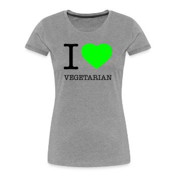 I LOVE VEGETARIAN Vegetarisch Vegetarier - Frauen Premium Bio T-Shirt - Grau meliert - Vorne - Mia (176cm)