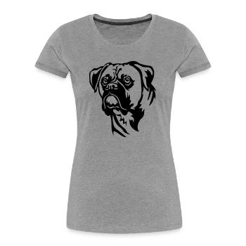 Boxer Head - Women's Premium Organic T-Shirt - heather grey - Front - Mia (176cm)