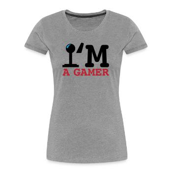 A Gamer Bold Typografie - Frauen Premium Bio T-Shirt - Grau meliert - Vorne - Mia (176cm)