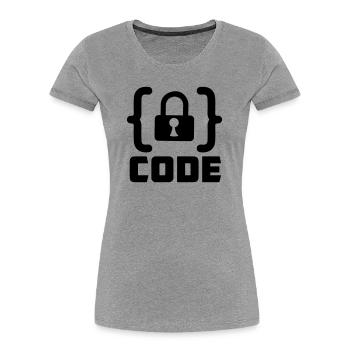 Code mit Sperrprogrammierer - Frauen Premium Bio T-Shirt - Grau meliert - Vorne - Mia (176cm)